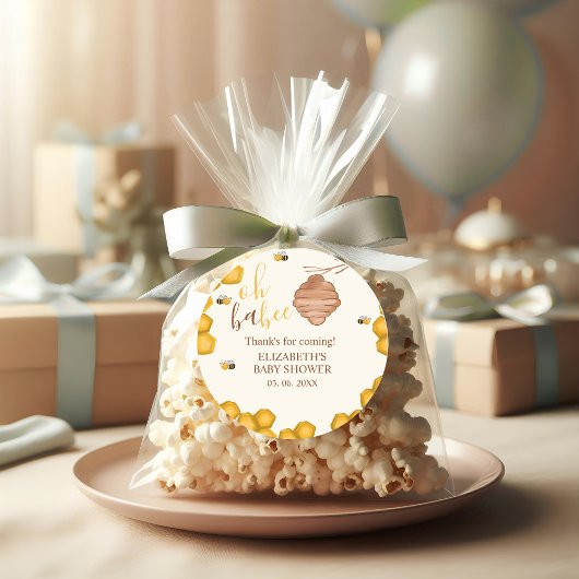 Sticker Rond Oh Babee, Bee Watercolor Baby shower