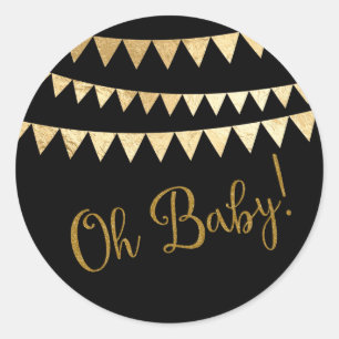 Sticker Rond Oh Baby Baby Shower