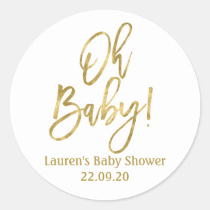 Sticker Rond Oh Baby baby shower or