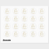 Sticker Rond Oh Baby baby shower or (Feuille)
