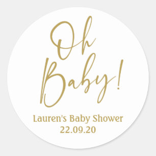 Sticker Rond Oh Baby baby shower or