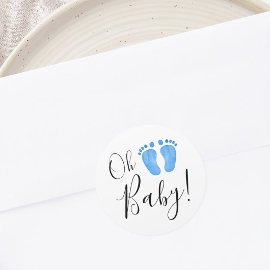 Sticker Rond Oh Baby Blue Feet