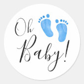 Sticker Rond Oh Baby Blue Feet (Devant)