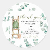 Sticker Rond Oh Baby Boho Eucalyptus Baby shower (Devant)