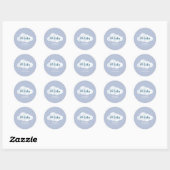 Sticker Rond Oh Baby Boy Blue Clouds Sky Stars Baby shower (Feuille)