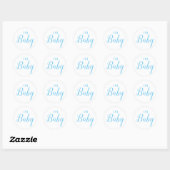 Sticker Rond Oh Baby Boy Genre Révéler Bleu Script (Feuille)
