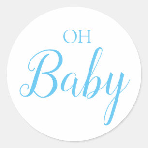 Sticker Rond Oh Baby Boy Genre Révéler Bleu Script