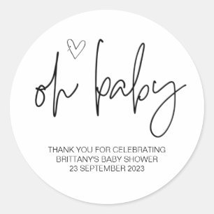 Sticker Rond Oh Baby Boy Girl mignonne Baby shower Party Favori
