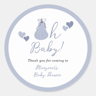 Sticker Rond Oh Baby Citrouille Bow Boy Baby shower Merci