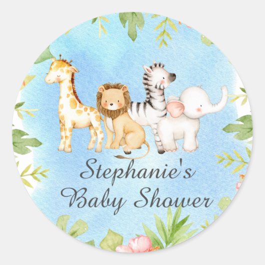 Sticker Rond Oh Baby Jungle Baby shower Favoriser (Devant)