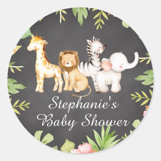 Sticker Rond Oh Baby Jungle Baby shower Favoriser Classic Round (Devant)