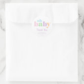 Sticker Rond Oh Baby Minimal moderne Pastel Douche Merci (Sac)