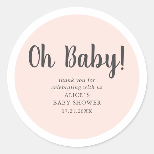 Sticker Rond Oh Baby Modern Baby shower simple (Devant)