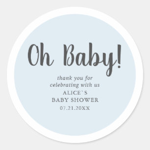 Sticker Rond Oh Baby Moderne Baby shower Simple