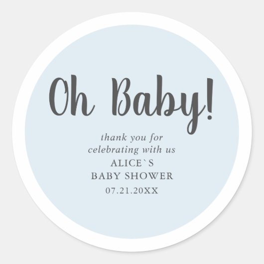Sticker Rond Oh Baby Moderne Baby shower Simple (Devant)