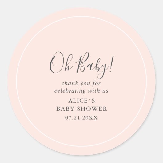 Sticker Rond Oh Baby Moderne Baby shower Simple (Devant)