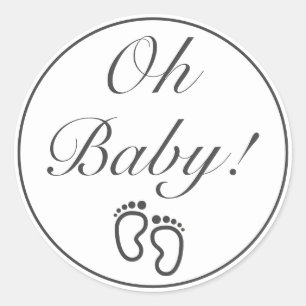 Sticker Rond OH BABY Moderne Minimaliste Blanc Noir