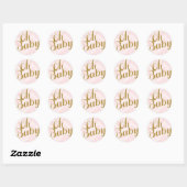 Sticker Rond Oh Baby - parties scintillant d'or rose Chevron Fa (Feuille)