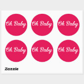 Sticker Rond Oh Baby Personnalisé Fille Rose (Feuille)