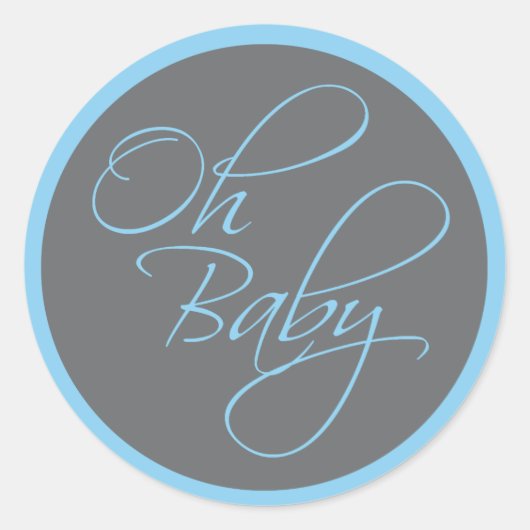 Sticker Rond Oh Baby Posh Baby shower pour garçon (Devant)