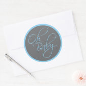 Sticker Rond Oh Baby Posh Baby shower pour garçon (Enveloppe)