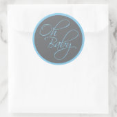 Sticker Rond Oh Baby Posh Baby shower pour garçon (Sac)