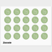 Sticker Rond Oh Baby Sage Vert Baby shower Merci Message (Feuille)