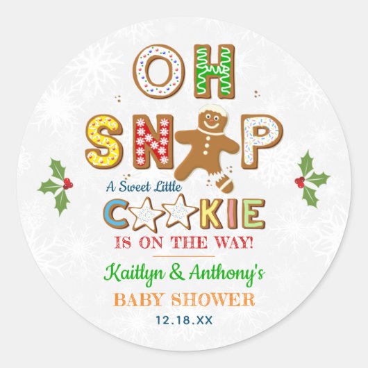 Sticker Rond Oh ! Baby shower de biscuits en pain d'épices (Devant)