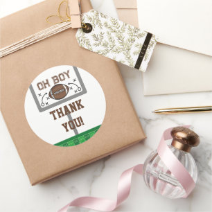 Sticker Rond Oh Baby shower de football garçon