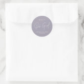 Sticker Rond oh Baby shower fille script violet lilas élégant (Sac)