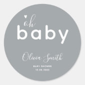 Sticker Rond Oh Baby shower Grey (Devant)
