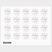 Sticker Rond Oh Baby Twinkle Twinkle Baby shower rose (Feuille)