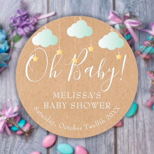 Sticker Rond Oh Baby Twinkle Twinkle Baby shower / Sprinkle