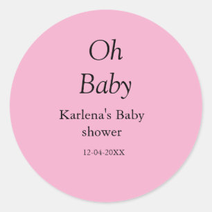 Sticker Rond Oh bébé ajouter nom baby shower date simple minimu