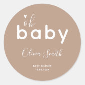 Sticker Rond Oh Bébé Beige (Devant)