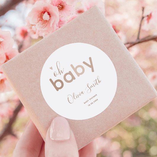 Sticker Rond Oh Bébé Beige Neutre