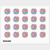 Sticker Rond Oh Bébé ! Conception de célébration de Baby Shower (Feuille)