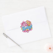 Sticker Rond Oh Bébé ! Conception de célébration de Baby Shower (Enveloppe)