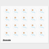 Sticker Rond Oh Bébé Lait et biscuits Baby shower bleu (Feuille)