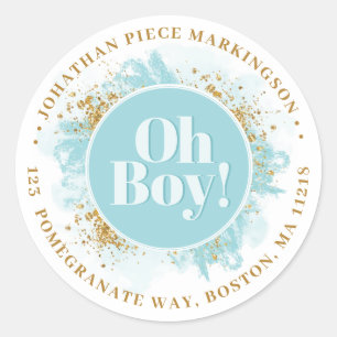 Sticker Rond Oh bébé Parties scintillant d'aquarelle personnali