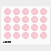 Sticker Rond Oh bébé rose simple fille Baby shower Merci (Feuille)