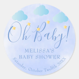 Sticker Rond Oh Bébé Scintille Scintille Garçon Bleu Baby Showe