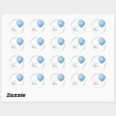 Sticker Rond Oh Boy Blue Balloon Eucalyptus Baby Shower (Feuille)