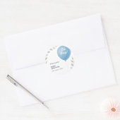 Sticker Rond Oh Boy Blue Balloon Eucalyptus Baby Shower (Enveloppe)