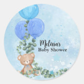 Sticker Rond Oh Boy Blue Balloon Eucalyptus Cupcake Topper (Devant)