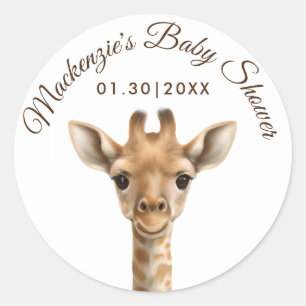 Sticker Rond Oh Boy Giraffe Baby shower
