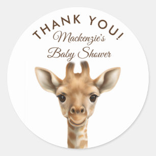 Sticker Rond Oh Boy Giraffe Safari Baby shower Merci