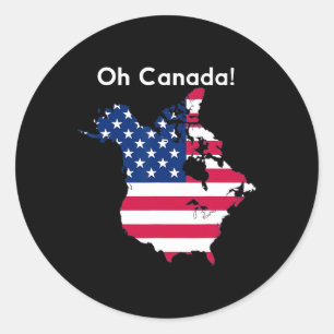 Sticker Rond Oh Canada Chemise Carte De Usa Funny Trump 2025 1