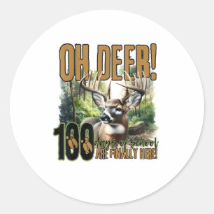 Sticker Rond Oh Cerf 100 Jours D'école Célébration de la Chasse