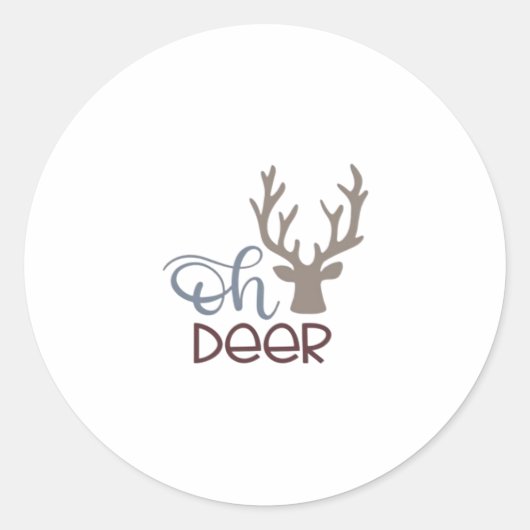 Sticker Rond Oh Cerf Design Rétro Classique (Devant)